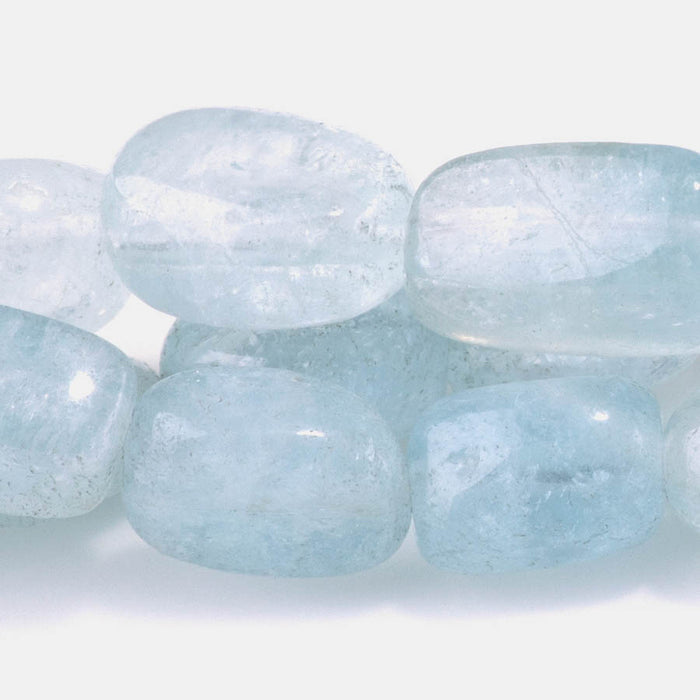 Aquamarine 6x10-9x13mm Oval Tumble Nugget - 8 Inch