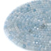 This is a Dakota Stones 4x6mm Aquamarine Gemstone strand with faceted rondelle beads in 15-16 inch strand.