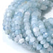 This is a Dakota Stones 4x6mm Aquamarine Gemstone strand with faceted rondelle beads in 15-16 inch strand.