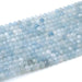 This is a Dakota Stones 4x6mm Aquamarine Gemstone strand with faceted rondelle beads in 15-16 inch strand.