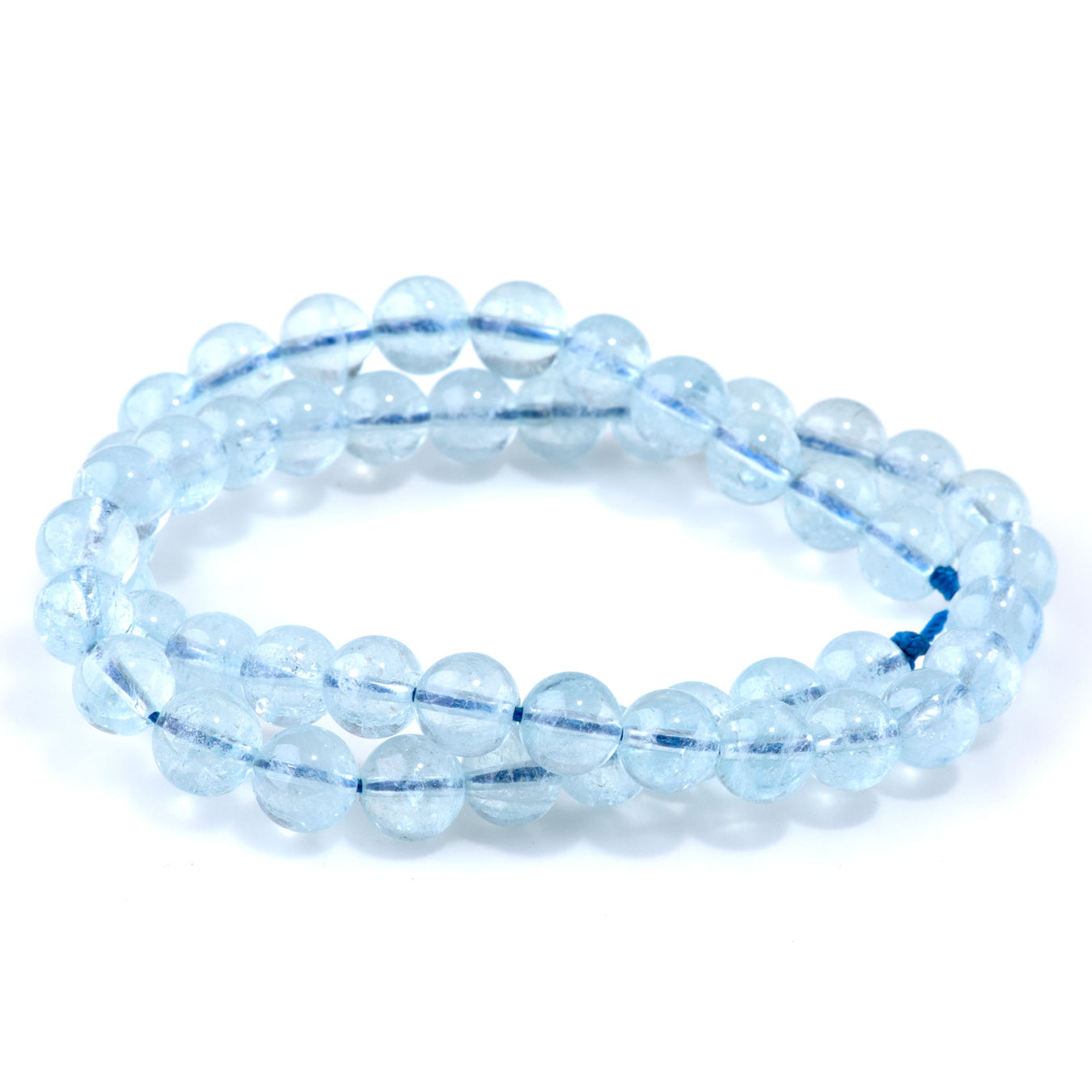 This is a Dakota Stones 8mm Aquamarine Gemstone strand with AAA grade round beads in 15-16 inch strand.
