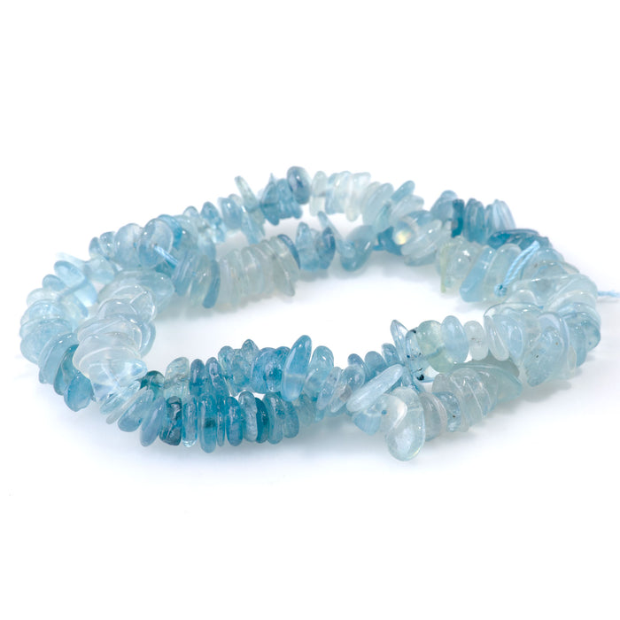 Devils Aquamarine 9-11mm Banded Chips - 15-16 Inch