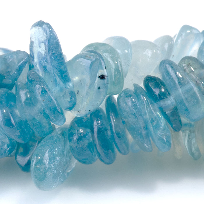 Devils Aquamarine 9-11mm Banded Chips - 15-16 Inch
