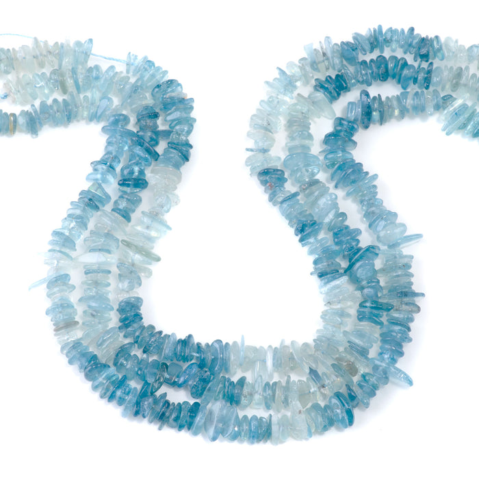 Devils Aquamarine 9-11mm Banded Chips - 15-16 Inch