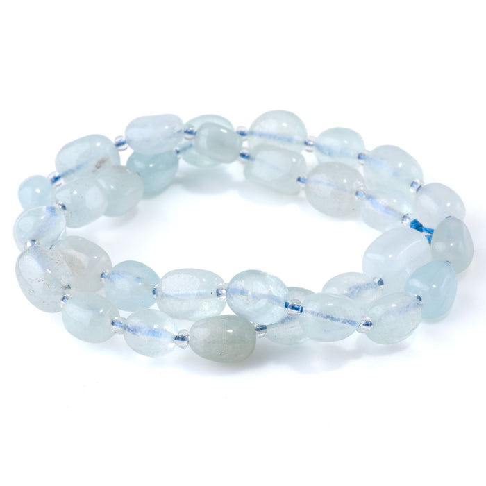Aquamarine 9x11-10x14mm Tumble Nugget A Grade - 15-16 Inch