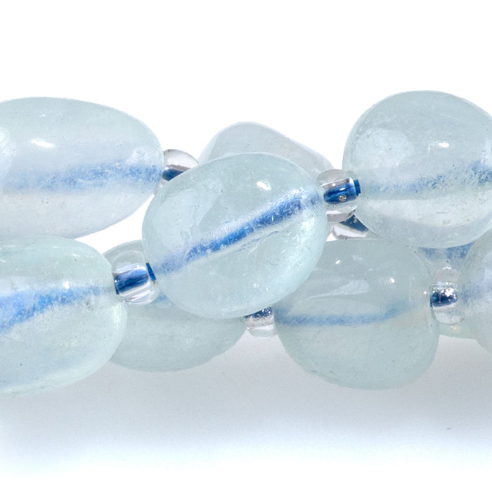 Aquamarine 9x11-10x14mm Tumble Nugget A Grade - 15-16 Inch