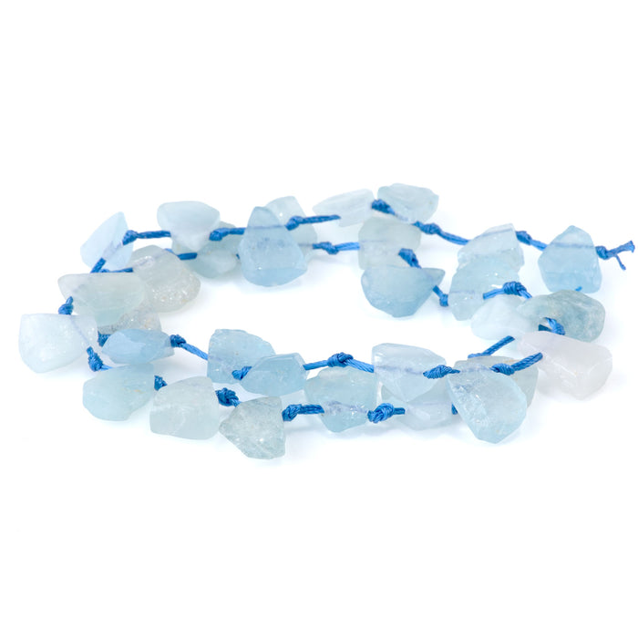 Aquamarine 9x13-12x16mm Top Drill Irregular Flat Drop - 15-16 Inch