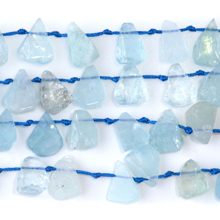 Aquamarine 9x13-12x16mm Top Drill Irregular Flat Drop - 15-16 Inch
