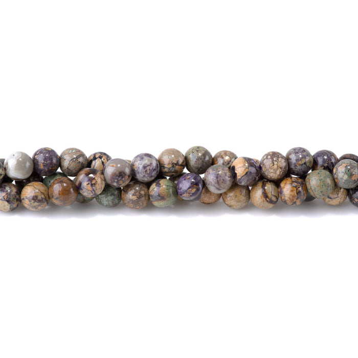 Violet Aqua Terra Impression Jasper 8mm Round - 15-16 Inch