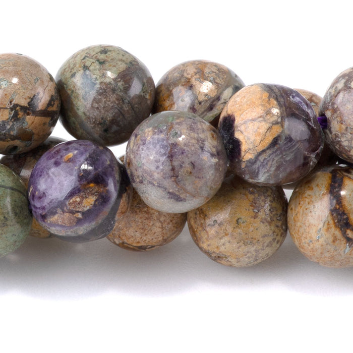 Violet Aqua Terra Impression Jasper 8mm Round - 15-16 Inch