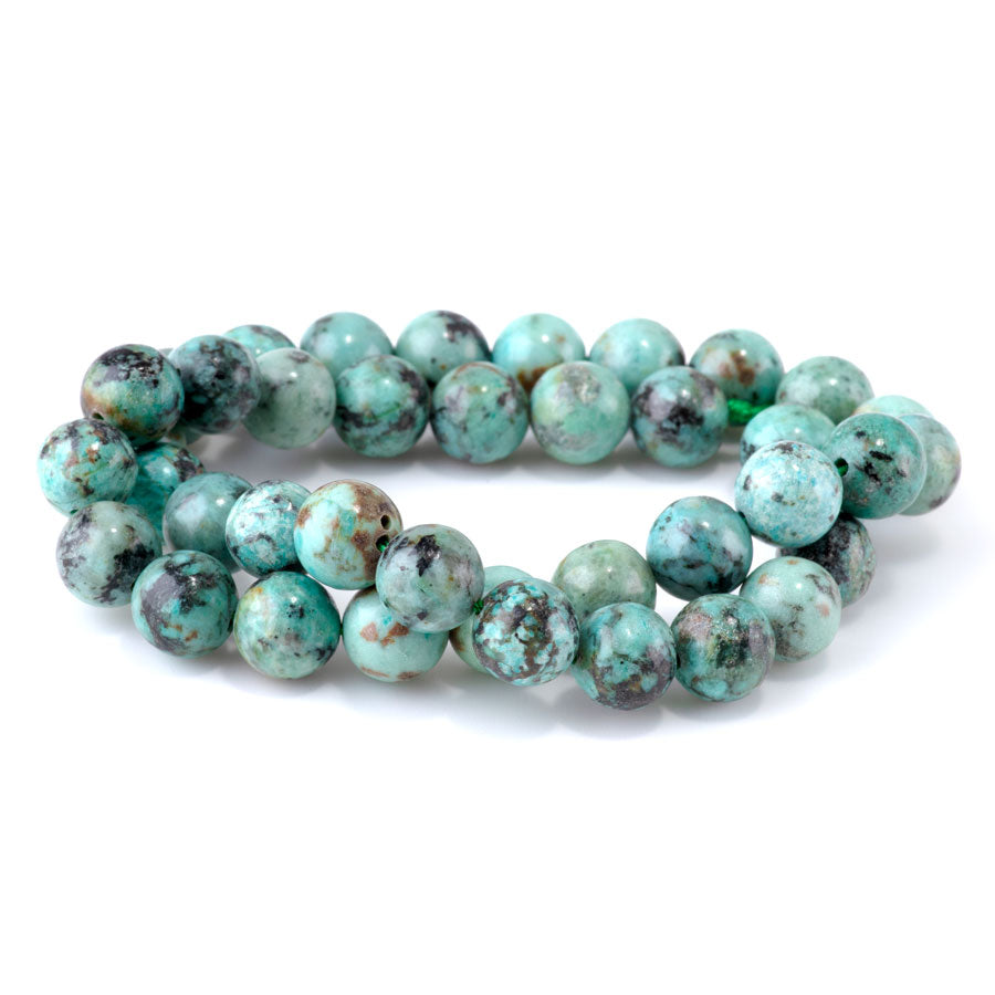 African Turquoise Beads – 10mm Round, AAA Grade, 15–16