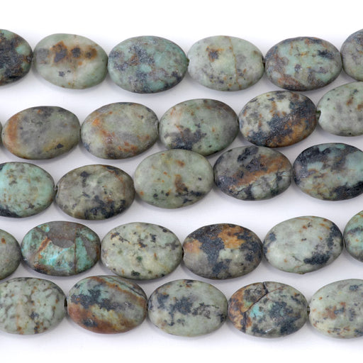 This is a Dakota Stones African Turquoise Gemstone strand with matte oval beads in 8 inch strand.