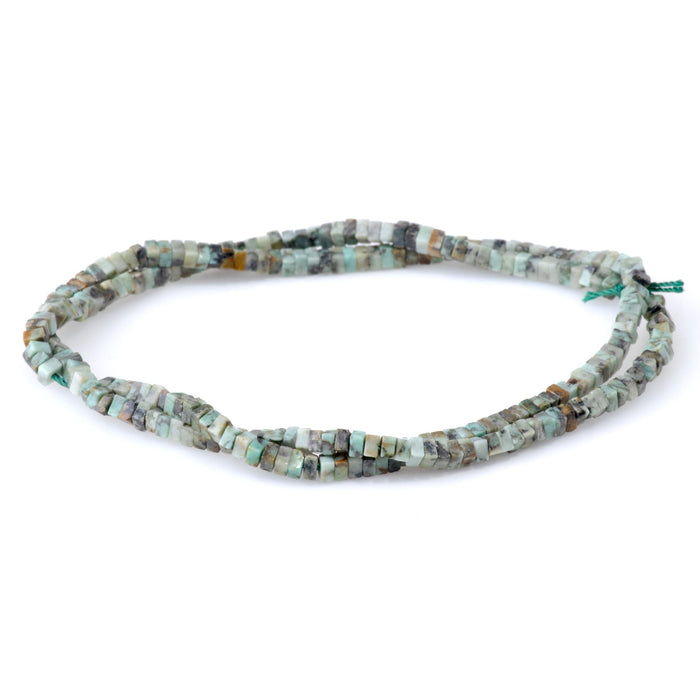 African Turquoise 1x2mm Square Rondelle - 15-16 Inch