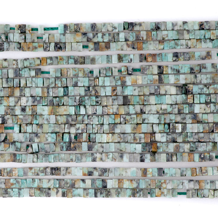 African Turquoise 1x2mm Square Rondelle - 15-16 Inch