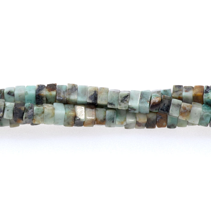 African Turquoise 1x2mm Square Rondelle - 15-16 Inch