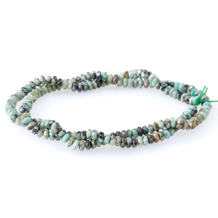 African Turquoise 2x4mm Thin Faceted Rondelle - 15-16 Inch