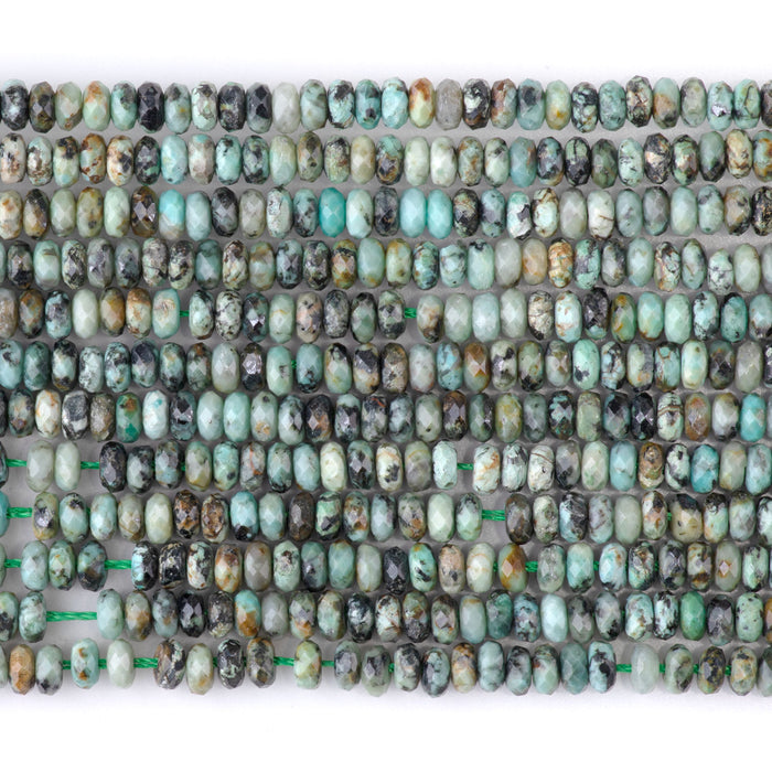 African Turquoise 2x4mm Thin Faceted Rondelle - 15-16 Inch