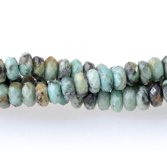 African Turquoise 2x4mm Thin Faceted Rondelle - 15-16 Inch