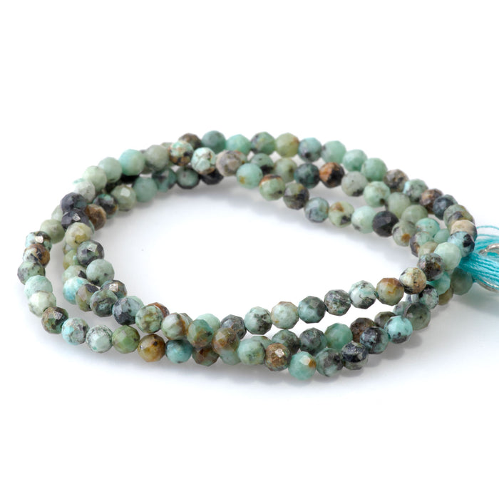 SPECIAL PRICE African Turquoise 3mm Faceted Round - 15 Inch