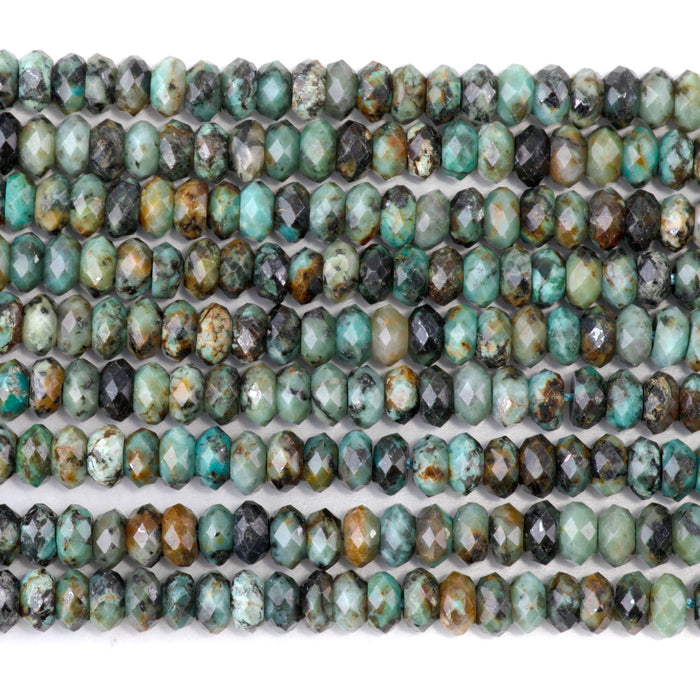 African Turquoise 3x6mm Faceted Rondelle - 15-16 Inch