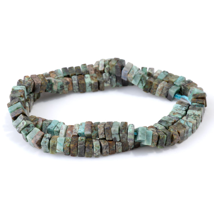 African Turquoise 3x6mm Square Rondelle - 15-16 Inch