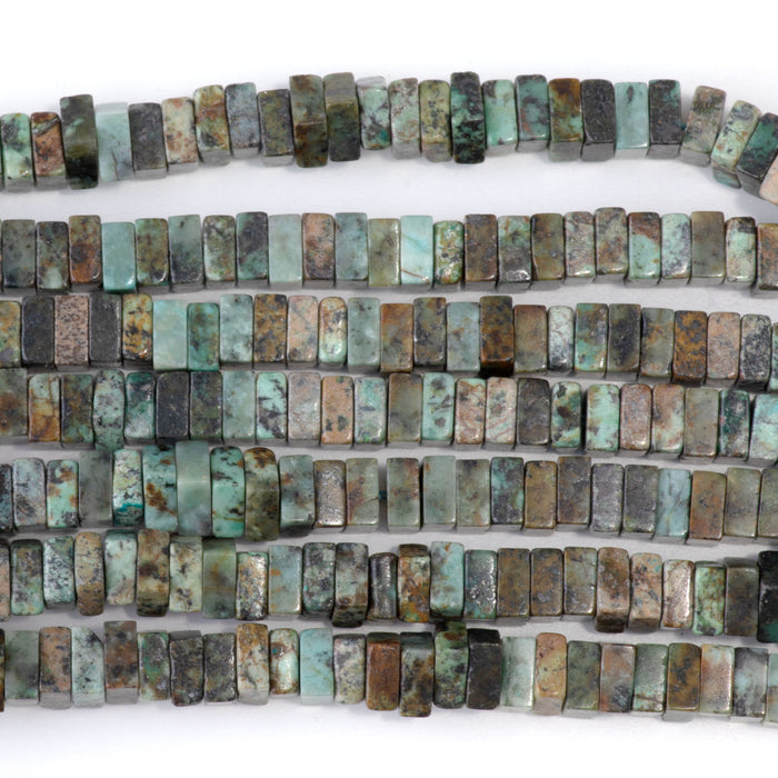 African Turquoise 3x6mm Square Rondelle - 15-16 Inch