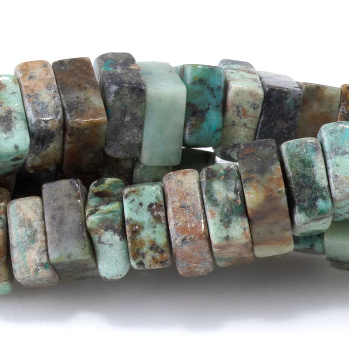 African Turquoise 3x6mm Square Rondelle - 15-16 Inch