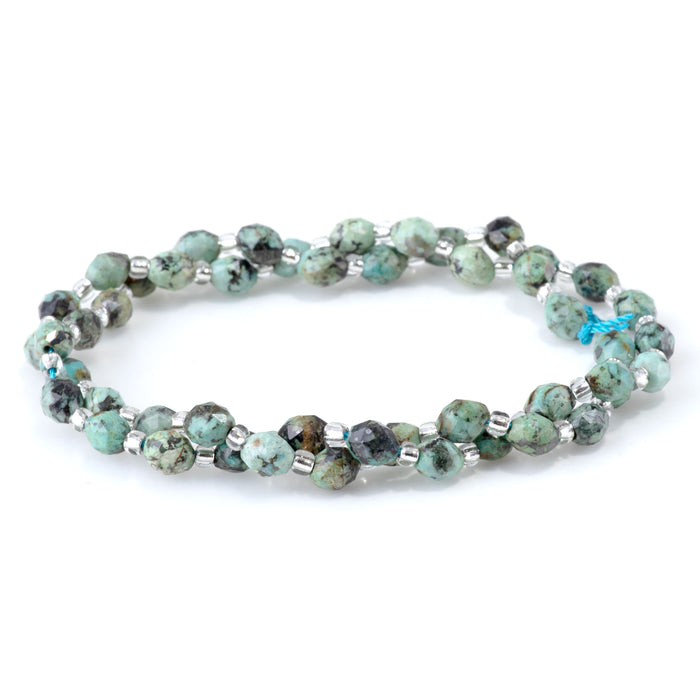 African Turquoise 4x6mm Faceted Triangle Cut Rice - 15-16 Inch