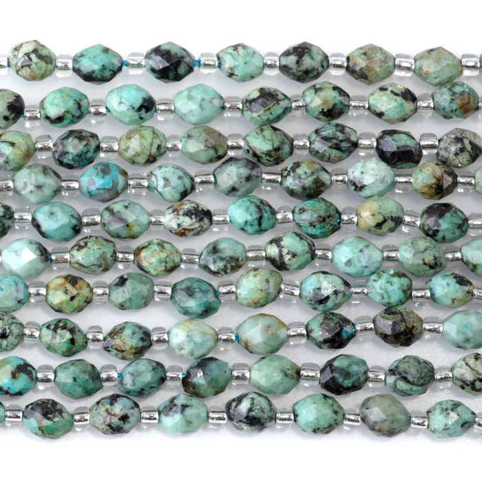 African Turquoise 4x6mm Faceted Triangle Cut Rice - 15-16 Inch