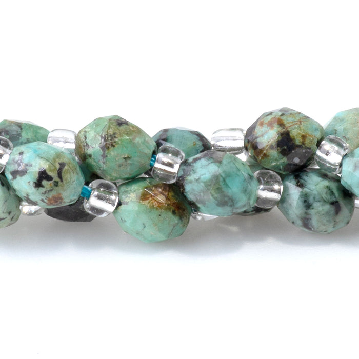 African Turquoise 4x6mm Faceted Triangle Cut Rice - 15-16 Inch