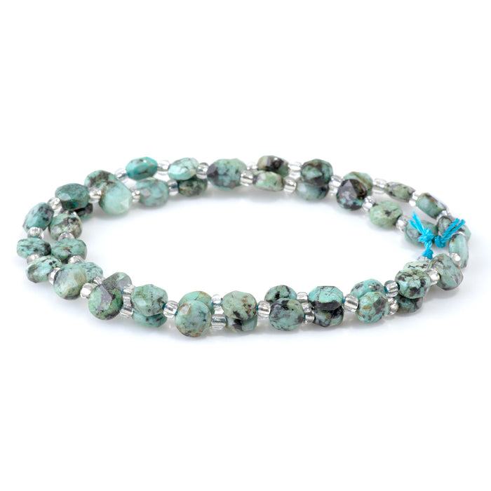 African Turquoise 6mm Star Cut Coin A Grade - 15-16 Inch