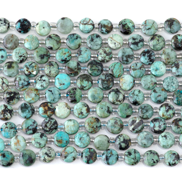 African Turquoise 6mm Star Cut Coin A Grade - 15-16 Inch