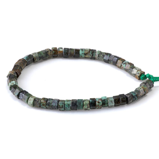 This is a Dakota Stones 6mm African Turquoise Large Hole Gemstone strand with faceted hexagon beads in 8 inch strand.