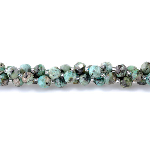 This is a Dakota Stones 7x8mm African Turquoise Gemstone strand with A grade faceted nugget beads in 15-16 inch strand.