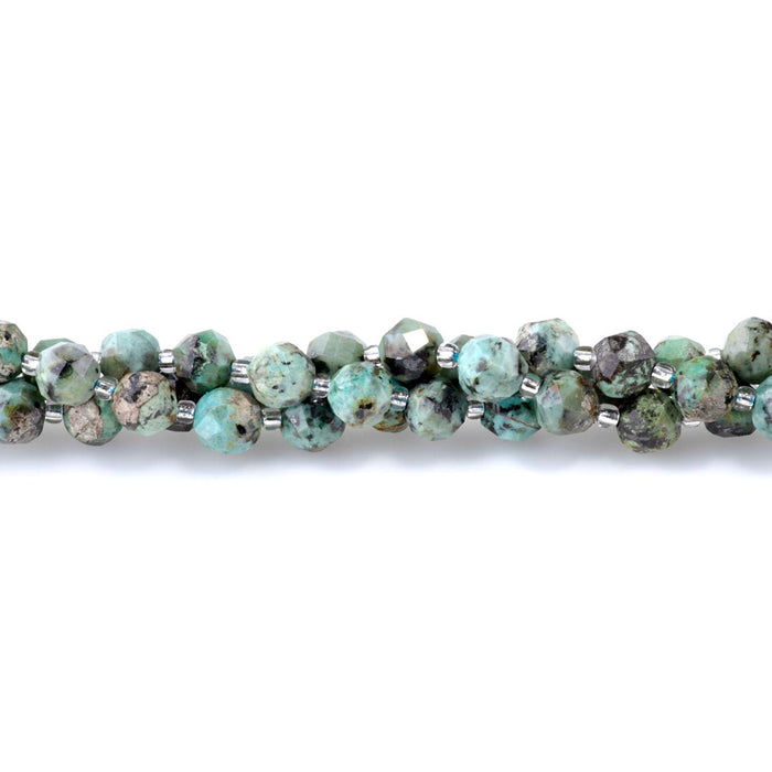 African Turquoise 7x8mm Faceted Nugget A Grade - 15-16 Inch