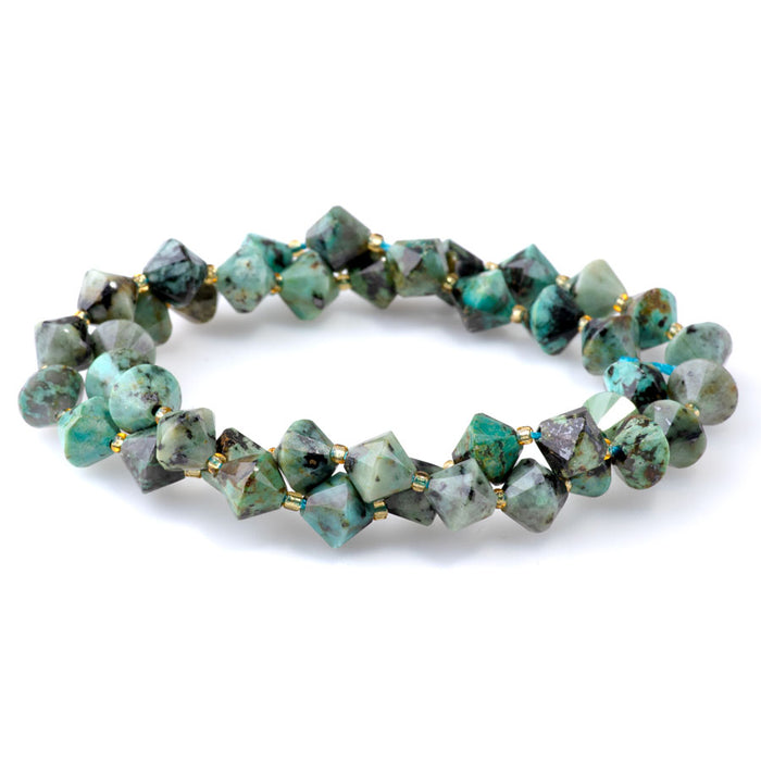 African Turquoise 8mm Faceted Bicone - 15-16 Inch