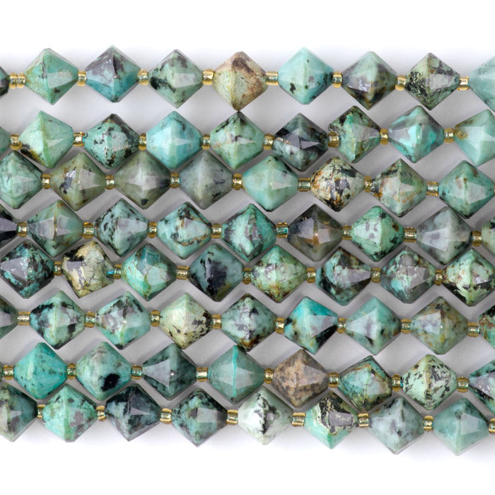 African Turquoise 8mm Faceted Bicone - 15-16 Inch
