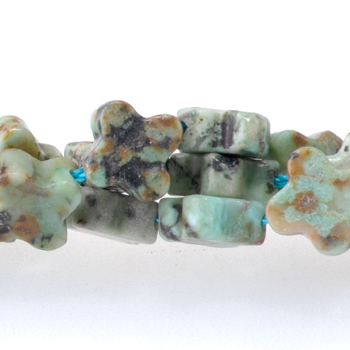 African Turquoise 8mm Cross - 15-16 Inch