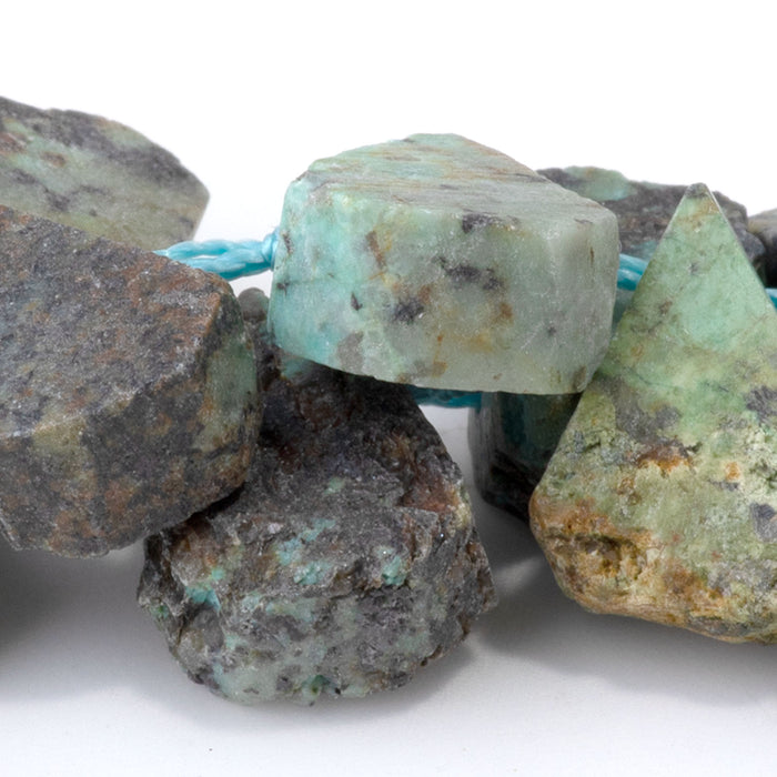 African Turquoise 9x13-12x16mm Top Drill Irregular Flat Drop - 15-16 Inch