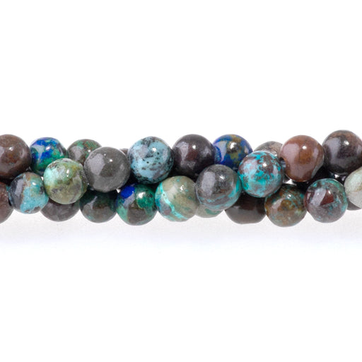 This is a Dakota Stones 4mm Azurite Gemstone strand with A grade round beads in 15-16 inch strand.