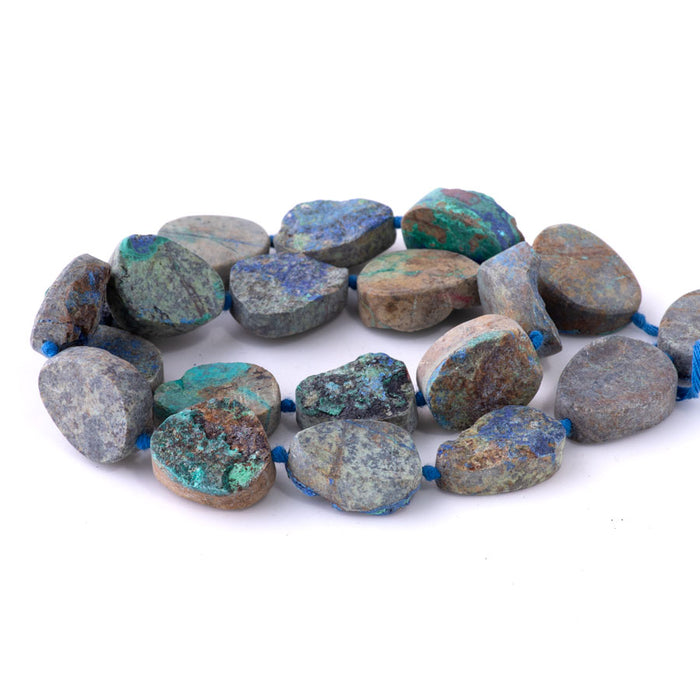 Azurite Malachite 10-16mm Freeform Oval - 15-16 Inch - CLEARANCE