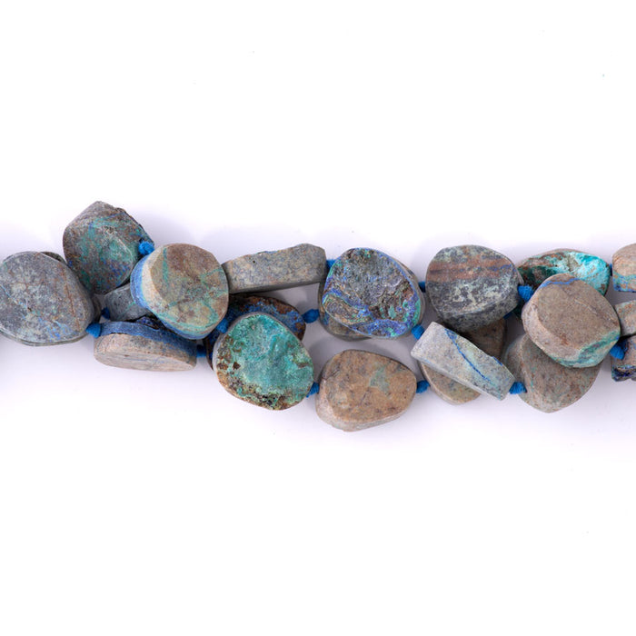 Azurite Malachite 10-16mm Freeform Oval - 15-16 Inch