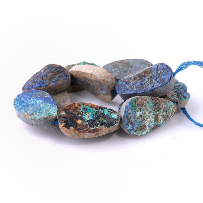 Azurite Malachite 20-30mm Freeform Oval - 15-16 Inch