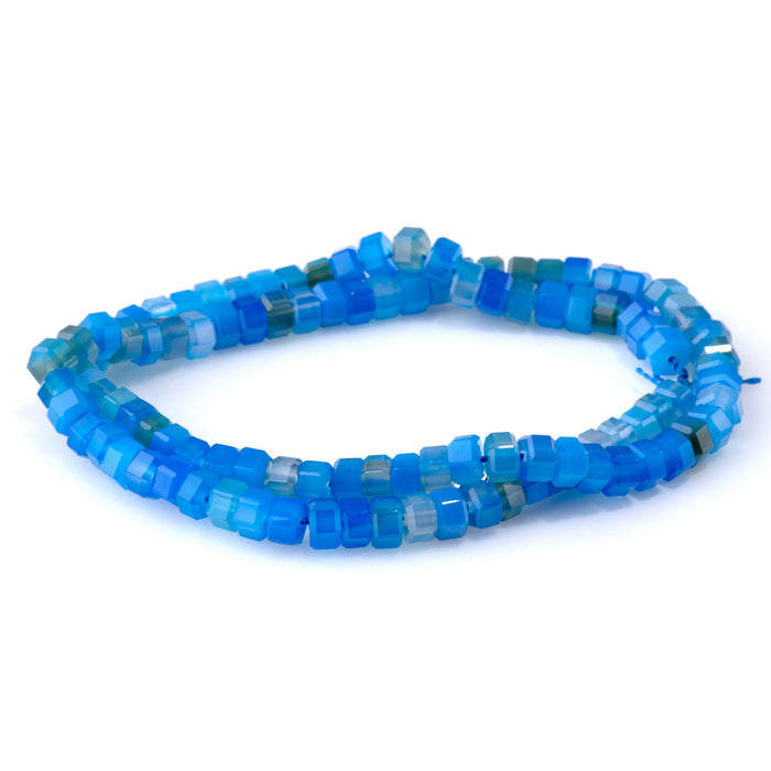 Blue Agate 6mm Hexagon - 15-16 Inch
