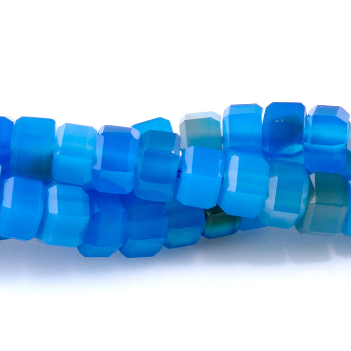 Blue Agate 6mm Hexagon - 15-16 Inch