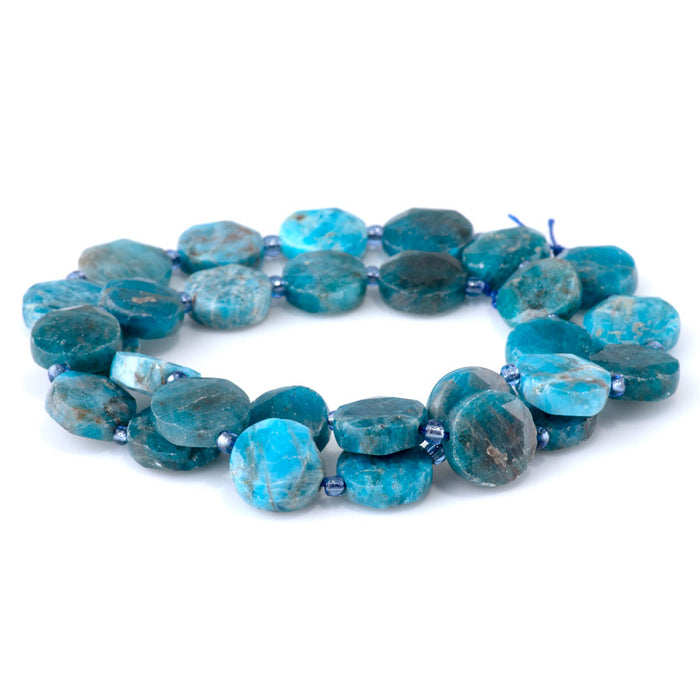 Blue Apatite 12mm Star Cut Coin - 15-16 Inch