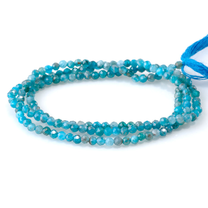 SPECIAL PRICE Blue Apatite 2mm Faceted Round - 15 Inch