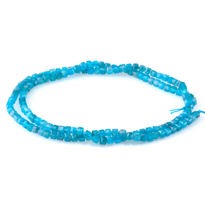Blue Apatite 3mm Table Cut Cube A Grade - 15-16 Inch