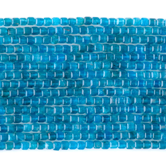 Blue Apatite 3mm Table Cut Cube A Grade - 15-16 Inch
