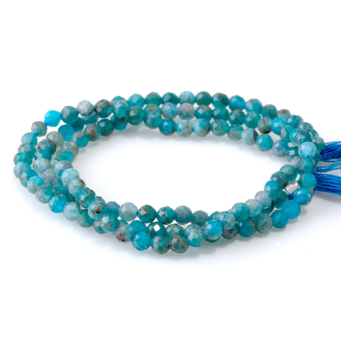SPECIAL PRICE Blue Apatite 3mm Faceted Round - 15 Inch